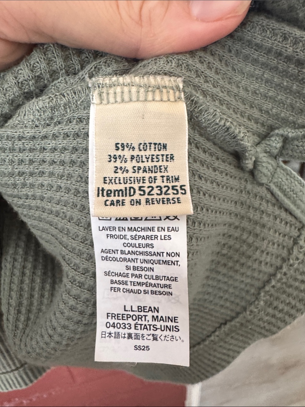 L.L.Bean Sage Green Waffle Knit Long Sleeve Loungewear Set Large - Picture 5 of 12